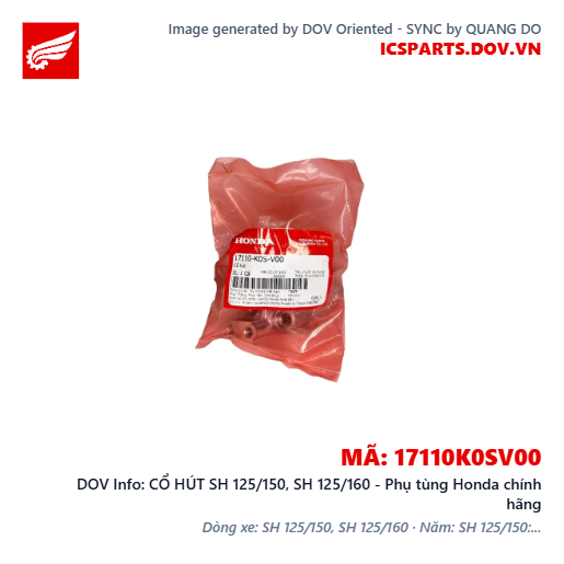 CỔ HÚT SH 125/150, SH 125/160 - Phụ tùng Honda chính hãng