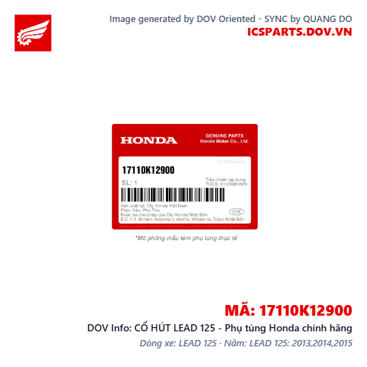 CỔ HÚT LEAD 125 - Phụ tùng Honda chính hãng