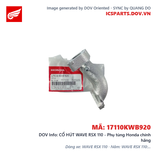 CỔ HÚT WAVE RSX 110 - Phụ tùng Honda chính hãng
