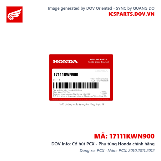 Cổ hút PCX - Phụ tùng Honda chính hãng