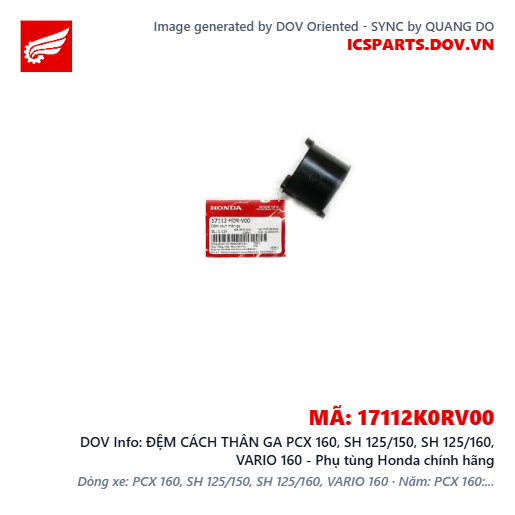 ĐỆM CÁCH THÂN GA PCX 160, SH 125/150, SH 125/160, VARIO 160 - Phụ tùng Honda chính hãng