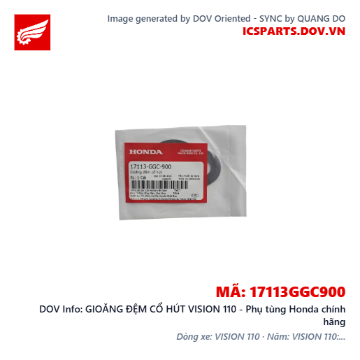 GIOĂNG ĐỆM CỔ HÚT VISION 110 - Phụ tùng Honda chính hãng