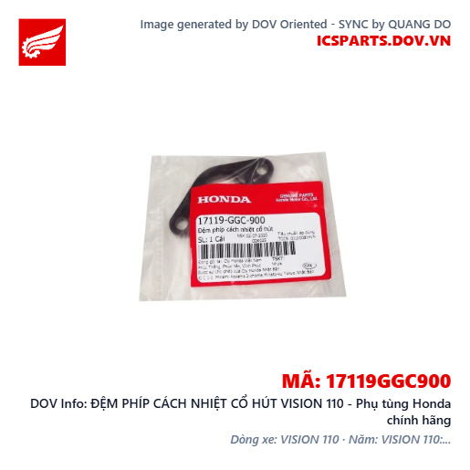 ĐỆM PHÍP CÁCH NHIỆT CỔ HÚT VISION 110 - Phụ tùng Honda chính hãng