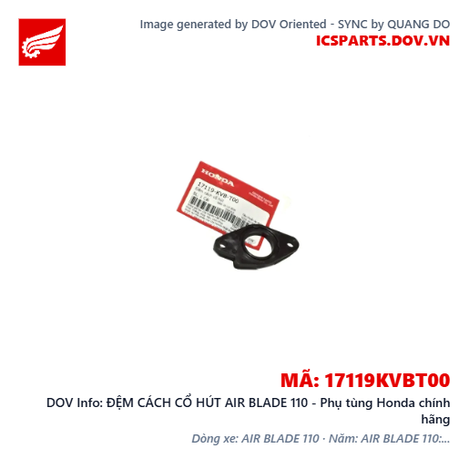 ĐỆM CÁCH CỔ HÚT AIR BLADE 110 - Phụ tùng Honda chính hãng