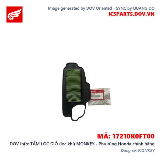 TẤM LỌC GIÓ (lọc khí) MONKEY - Phụ tùng Honda chính hãng