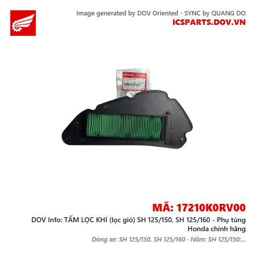 TẤM LỌC KHÍ (lọc gió) SH 125/150, SH 125/160 - Phụ tùng Honda chính hãng