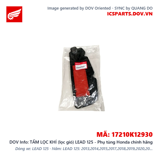 TẤM LỌC KHÍ (lọc gió) LEAD 125 - Phụ tùng Honda chính hãng