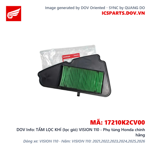 TẤM LỌC KHÍ (lọc gió) VISION 110 - Phụ tùng Honda chính hãng