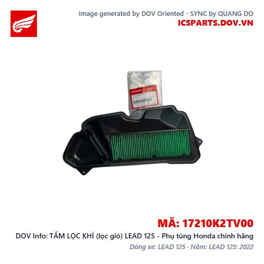 TẤM LỌC KHÍ (lọc gió) LEAD 125 - Phụ tùng Honda chính hãng