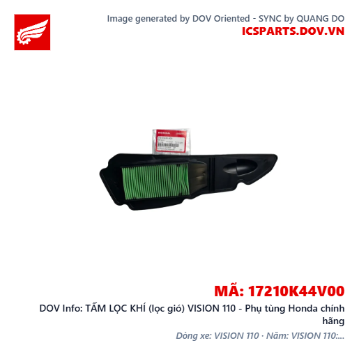 TẤM LỌC KHÍ (lọc gió) VISION 110 - Phụ tùng Honda chính hãng