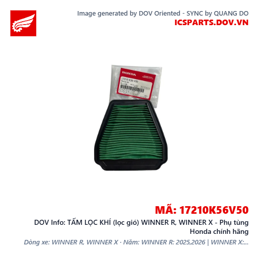 TẤM LỌC KHÍ (lọc gió) WINNER R, WINNER X - Phụ tùng Honda chính hãng