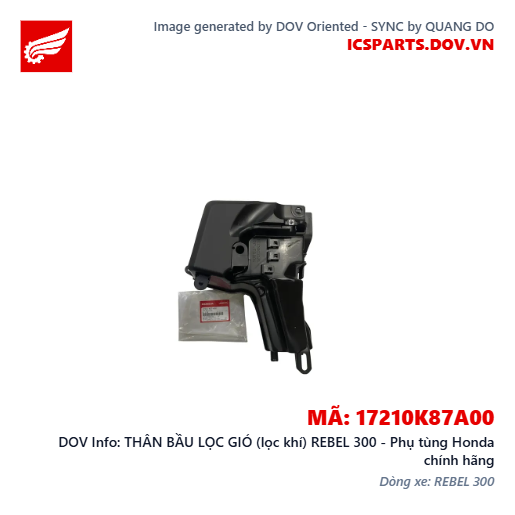 THÂN BẦU LỌC GIÓ (lọc khí) REBEL 300 - Phụ tùng Honda chính hãng