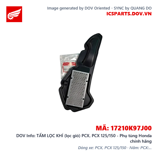 TẤM LỌC KHÍ (lọc gió) PCX, PCX 125/150 - Phụ tùng Honda chính hãng