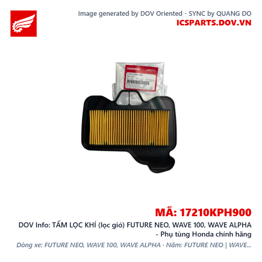 TẤM LỌC KHÍ (lọc gió) FUTURE NEO, WAVE 100, WAVE ALPHA - Phụ tùng Honda chính hãng
