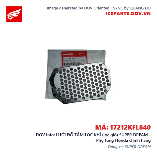 LƯỚI ĐỠ TẤM LỌC KHÍ (lọc gió) SUPER DREAM - Phụ tùng Honda chính hãng