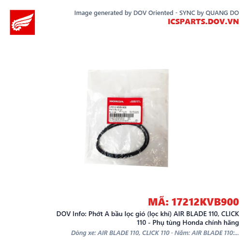 Phớt A bầu lọc gió (lọc khí) AIR BLADE 110, CLICK 110 - Phụ tùng Honda chính hãng