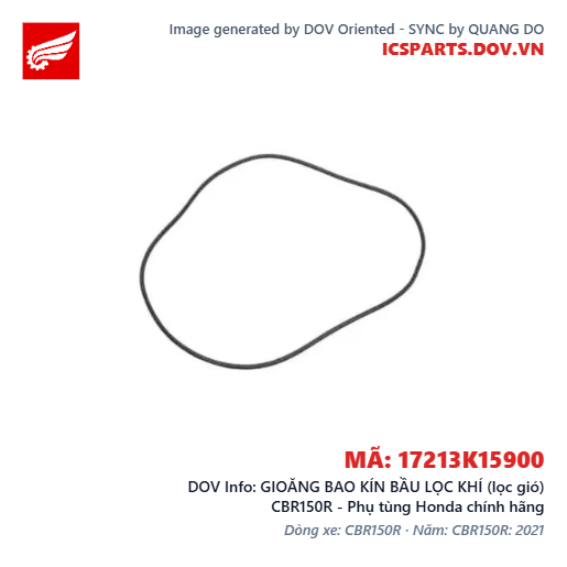 GIOĂNG BAO KÍN BẦU LỌC KHÍ (lọc gió) CBR150R - Phụ tùng Honda chính hãng