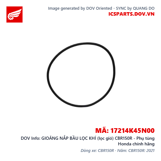 GIOĂNG NẮP BẦU LỌC KHÍ (lọc gió) CBR150R - Phụ tùng Honda chính hãng