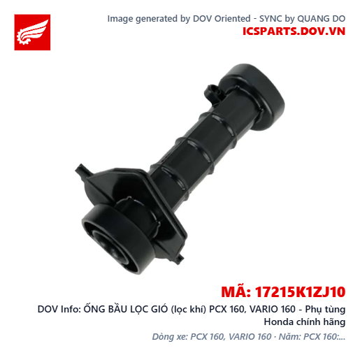 ỐNG BẦU LỌC GIÓ (lọc khí) PCX 160, VARIO 160 - Phụ tùng Honda chính hãng