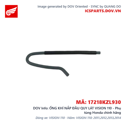 ỐNG KHÍ NẮP ĐẦU QUY LÁT VISION 110 - Phụ tùng Honda chính hãng