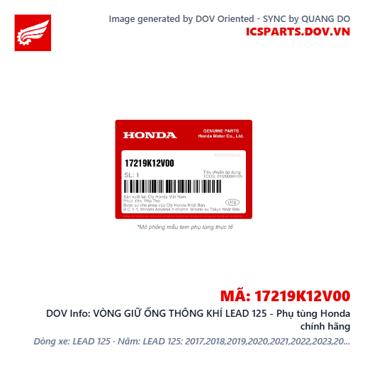 VÒNG GIỮ ỐNG THÔNG KHÍ LEAD 125 - Phụ tùng Honda chính hãng