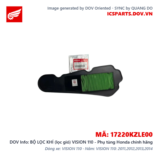 BỘ LỌC KHÍ (lọc gió) VISION 110 - Phụ tùng Honda chính hãng