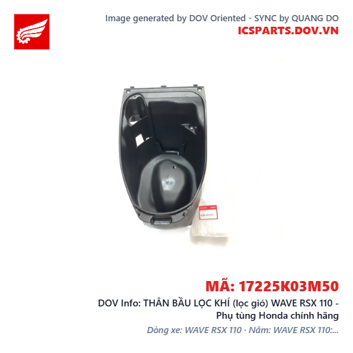 THÂN BẦU LỌC KHÍ (lọc gió) WAVE RSX 110 - Phụ tùng Honda chính hãng