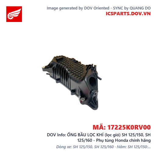 ỐNG BẦU LỌC KHÍ (lọc gió) SH 125/150, SH 125/160 - Phụ tùng Honda chính hãng