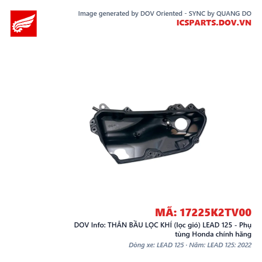 THÂN BẦU LỌC KHÍ (lọc gió) LEAD 125 - Phụ tùng Honda chính hãng
