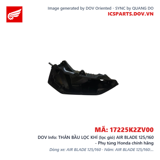 THÂN BẦU LỌC KHÍ (lọc gió) AIR BLADE 125/160 - Phụ tùng Honda chính hãng
