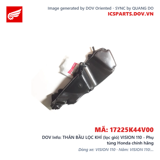 THÂN BẦU LỌC KHÍ (lọc gió) VISION 110 - Phụ tùng Honda chính hãng