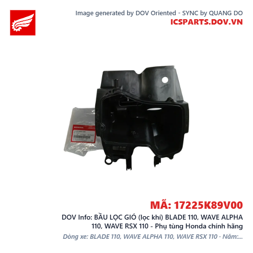 BẦU LỌC GIÓ (lọc khí) BLADE 110, WAVE ALPHA 110, WAVE RSX 110 - Phụ tùng Honda chính hãng