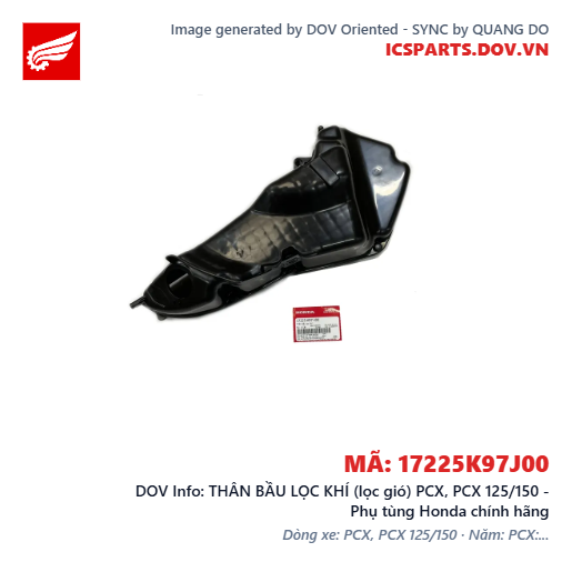 THÂN BẦU LỌC KHÍ (lọc gió) PCX, PCX 125/150 - Phụ tùng Honda chính hãng