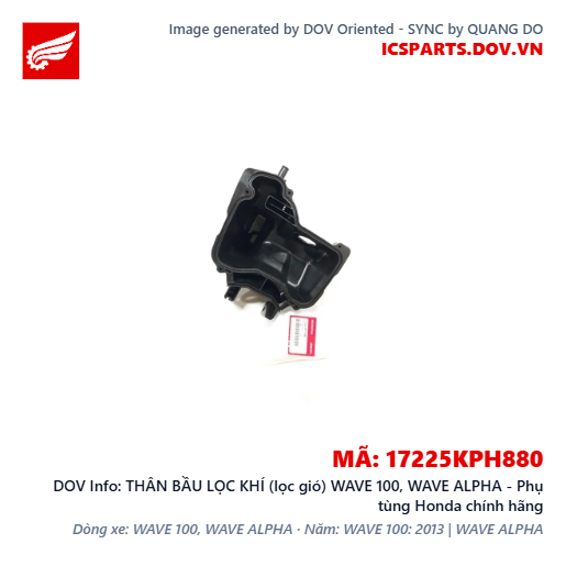 THÂN BẦU LỌC KHÍ (lọc gió) WAVE 100, WAVE ALPHA - Phụ tùng Honda chính hãng