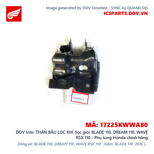 THÂN BẦU LỌC KHÍ (lọc gió) BLADE 110, DREAM 110, WAVE RSX 110 - Phụ tùng Honda chính hãng