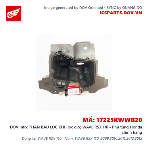 THÂN BẦU LỌC KHÍ (lọc gió) WAVE RSX 110 - Phụ tùng Honda chính hãng