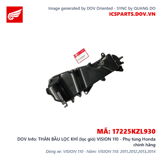 THÂN BẦU LỌC KHÍ (lọc gió) VISION 110 - Phụ tùng Honda chính hãng