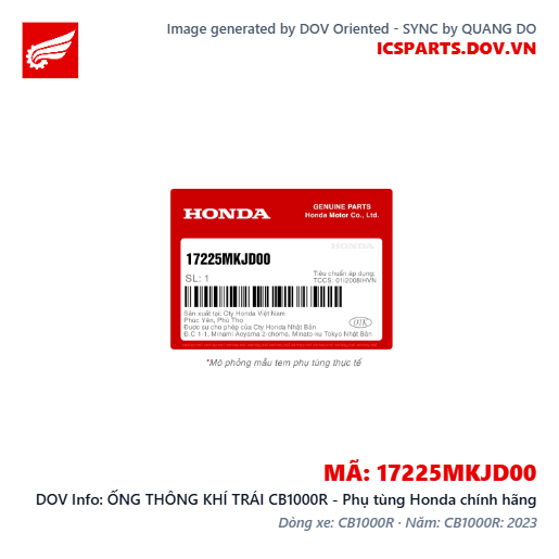 ỐNG THÔNG KHÍ TRÁI CB1000R - Phụ tùng Honda chính hãng