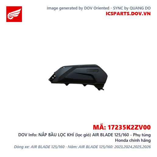 NẮP BẦU LỌC KHÍ (lọc gió) AIR BLADE 125/160 - Phụ tùng Honda chính hãng