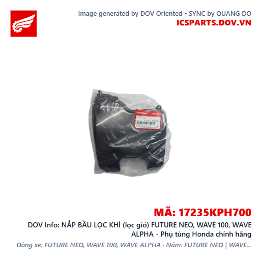 NẮP BẦU LỌC KHÍ (lọc gió) FUTURE NEO, WAVE 100, WAVE ALPHA - Phụ tùng Honda chính hãng