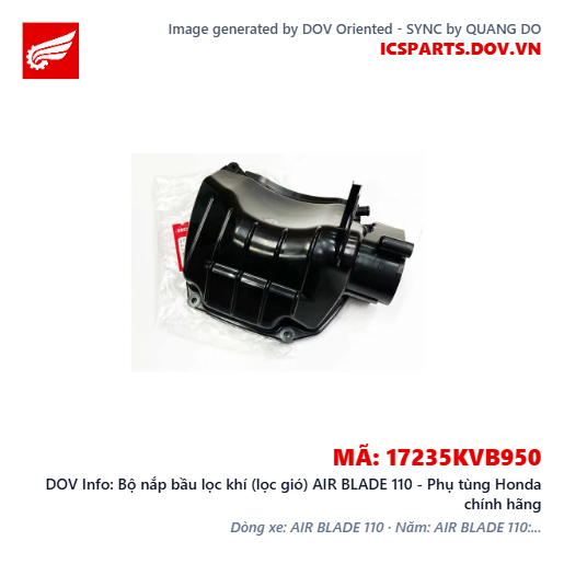 Bộ nắp bầu lọc khí (lọc gió) AIR BLADE 110 - Phụ tùng Honda chính hãng