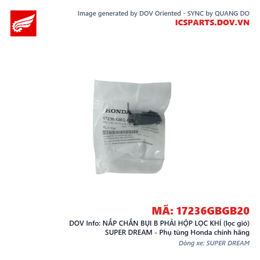 NẮP CHẮN BỤI B PHẢI HỘP LỌC KHÍ (lọc gió) SUPER DREAM - Phụ tùng Honda chính hãng
