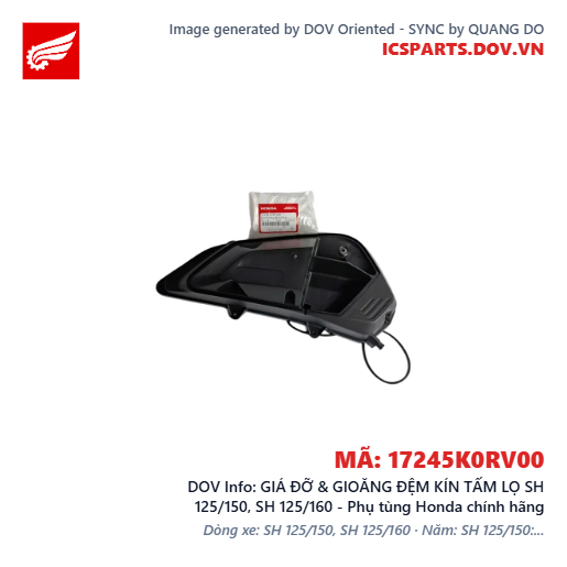 GIÁ ĐỠ & GIOĂNG ĐỆM KÍN TẤM LỌ SH 125/150, SH 125/160 - Phụ tùng Honda chính hãng