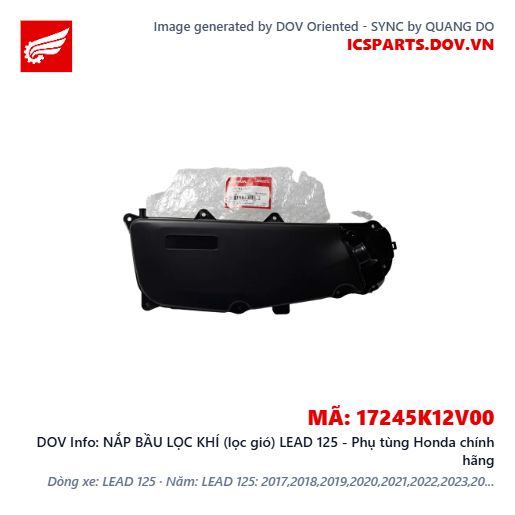 NẮP BẦU LỌC KHÍ (lọc gió) LEAD 125 - Phụ tùng Honda chính hãng