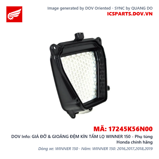 GIÁ ĐỠ & GIOĂNG ĐỆM KÍN TẤM LỌ WINNER 150 - Phụ tùng Honda chính hãng