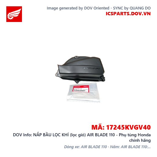 NẮP BẦU LỌC KHÍ (lọc gió) AIR BLADE 110 - Phụ tùng Honda chính hãng