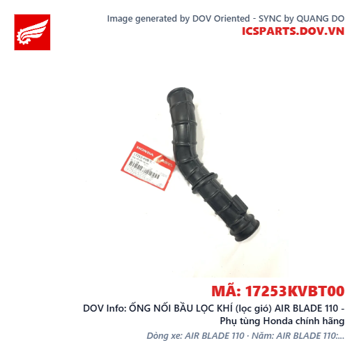 ỐNG NỐI BẦU LỌC KHÍ (lọc gió) AIR BLADE 110 - Phụ tùng Honda chính hãng