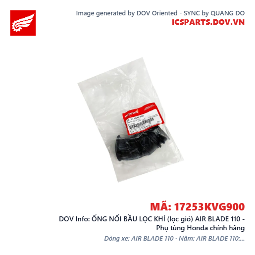 ỐNG NỐI BẦU LỌC KHÍ (lọc gió) AIR BLADE 110 - Phụ tùng Honda chính hãng