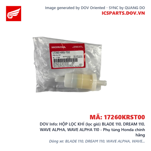 HỘP LỌC KHÍ (lọc gió) BLADE 110, DREAM 110, WAVE ALPHA, WAVE ALPHA 110 - Phụ tùng Honda chính hãng