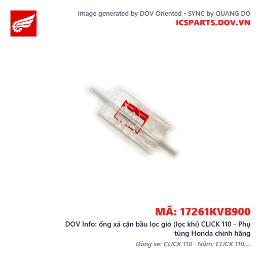 ống xả cặn bầu lọc gió (lọc khí) CLICK 110 - Phụ tùng Honda chính hãng